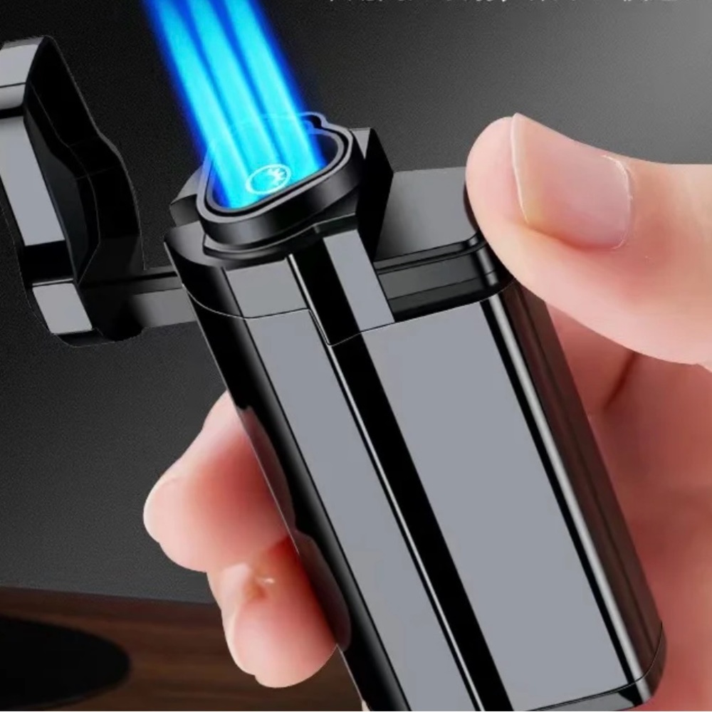 New-Triple Jet Flame Cigar Torches With A Bottom Punch-Black or Yellow options!